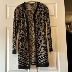 Gottardi Italian Made Wool Blend Sweater Black/Tan Cardigan.